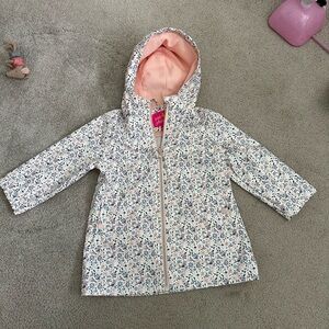 Girls Floral Hooded Raincoat - Pink platinum size 4